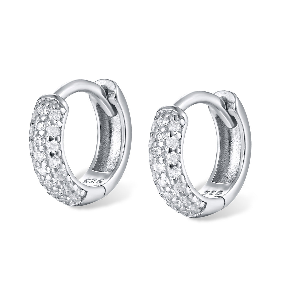 Sterling Silver Circle Stud Earrings - Three-Row Crystal | ST VON'S FLAIR