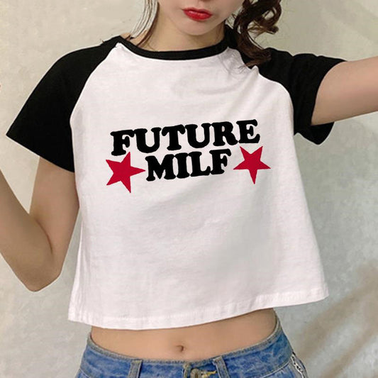 Pentagram Spicy Girl Crop Top - Modal Exposed Navel Short Sleeve | ST VON'S FLAIR