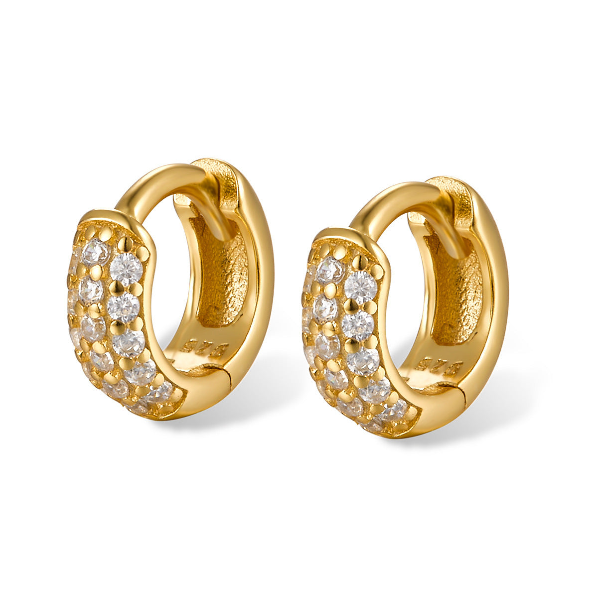 Sterling Silver Circle Stud Earrings - Three-Row Crystal | ST VON'S FLAIR