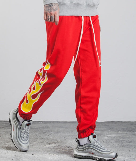 Hop Pants Flame Print Joggers - Unisex Skateboard Sweatpants | ST VON'S FLAIR