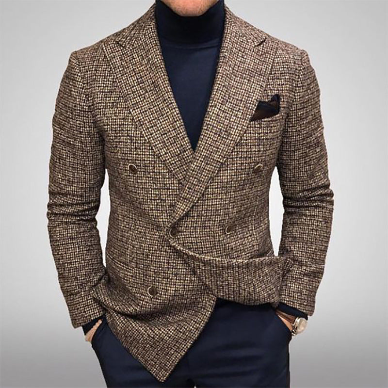 Men's Slim Fit Plaid Blazer - Double-Breasted Suit Jacket Causal Business| ST. VON'S FLAIR