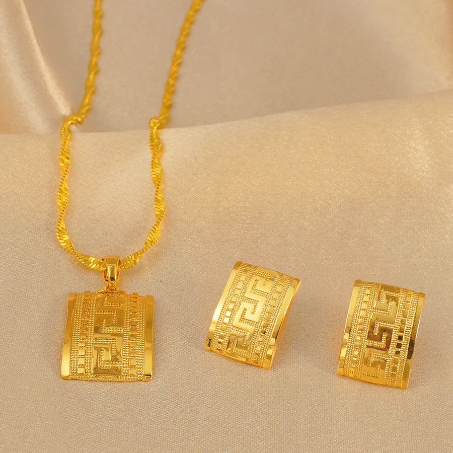 Square Pendant Necklace & Earring Set | Geometric Love Jewelry | ST VON'S FLAIR