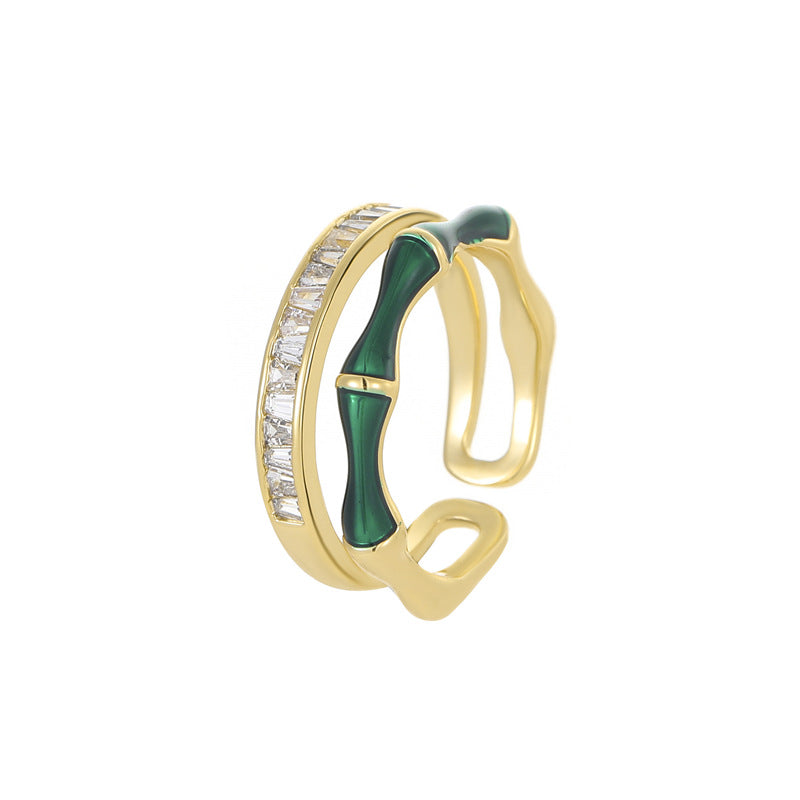 Zircon Bamboo Joint Open Ring - Light Luxury Index Finger Ring | ST. VON'S FLAIR