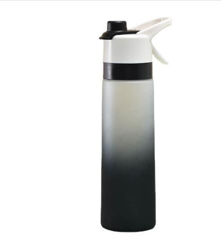 Gradient water bottle with black and white cap on a white background