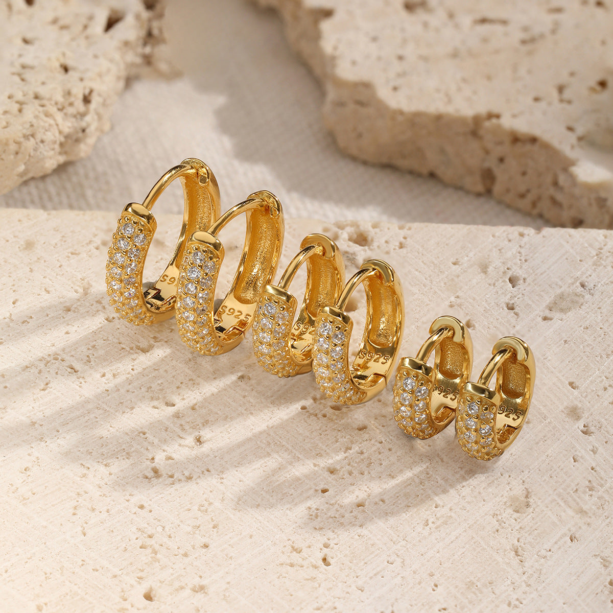 Sterling Silver Circle Stud Earrings - Three-Row Crystal | ST VON'S FLAIR