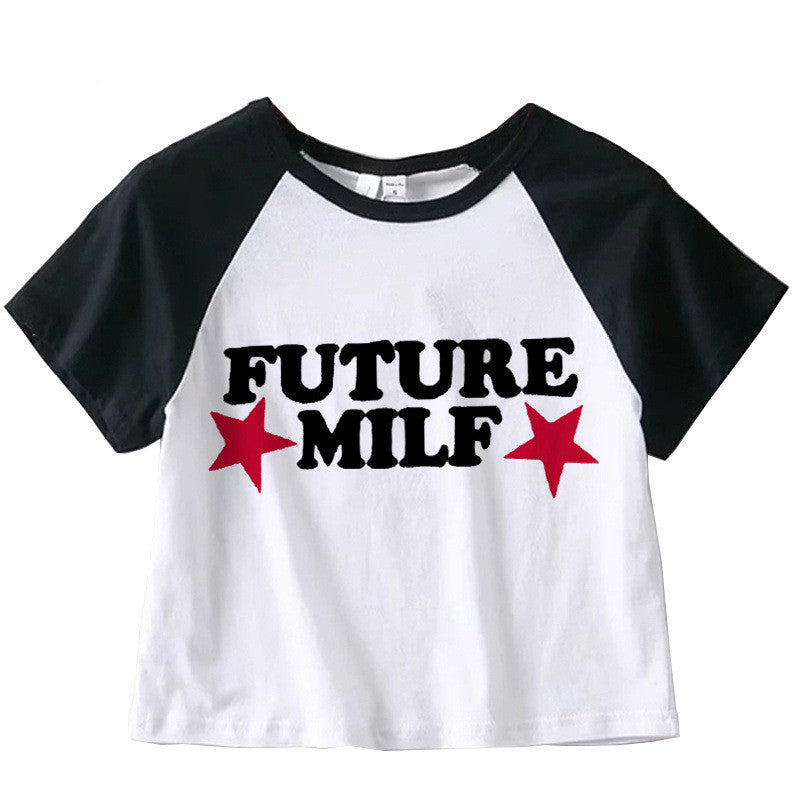 Pentagram Spicy Girl Crop Top - Modal Exposed Navel Short Sleeve | ST VON'S FLAIR