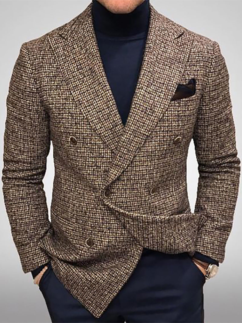 Men's Slim Fit Plaid Blazer - Double-Breasted Suit Jacket Causal Business| ST. VON'S FLAIR