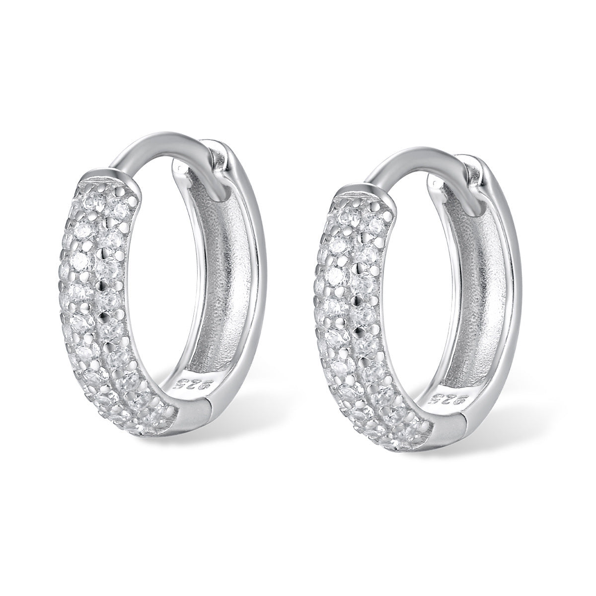Sterling Silver Circle Stud Earrings - Three-Row Crystal | ST VON'S FLAIR