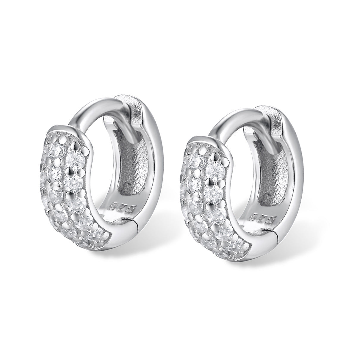 Sterling Silver Circle Stud Earrings - Three-Row Crystal | ST VON'S FLAIR