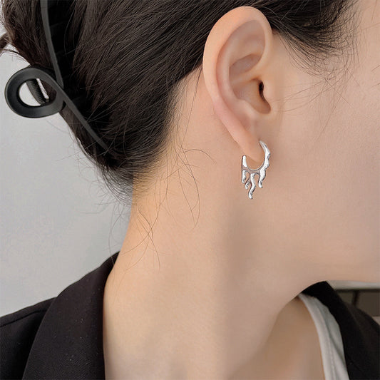 Bold Geometric Elegance with a Fiery Edge Flame Earrings - Platinum Copper