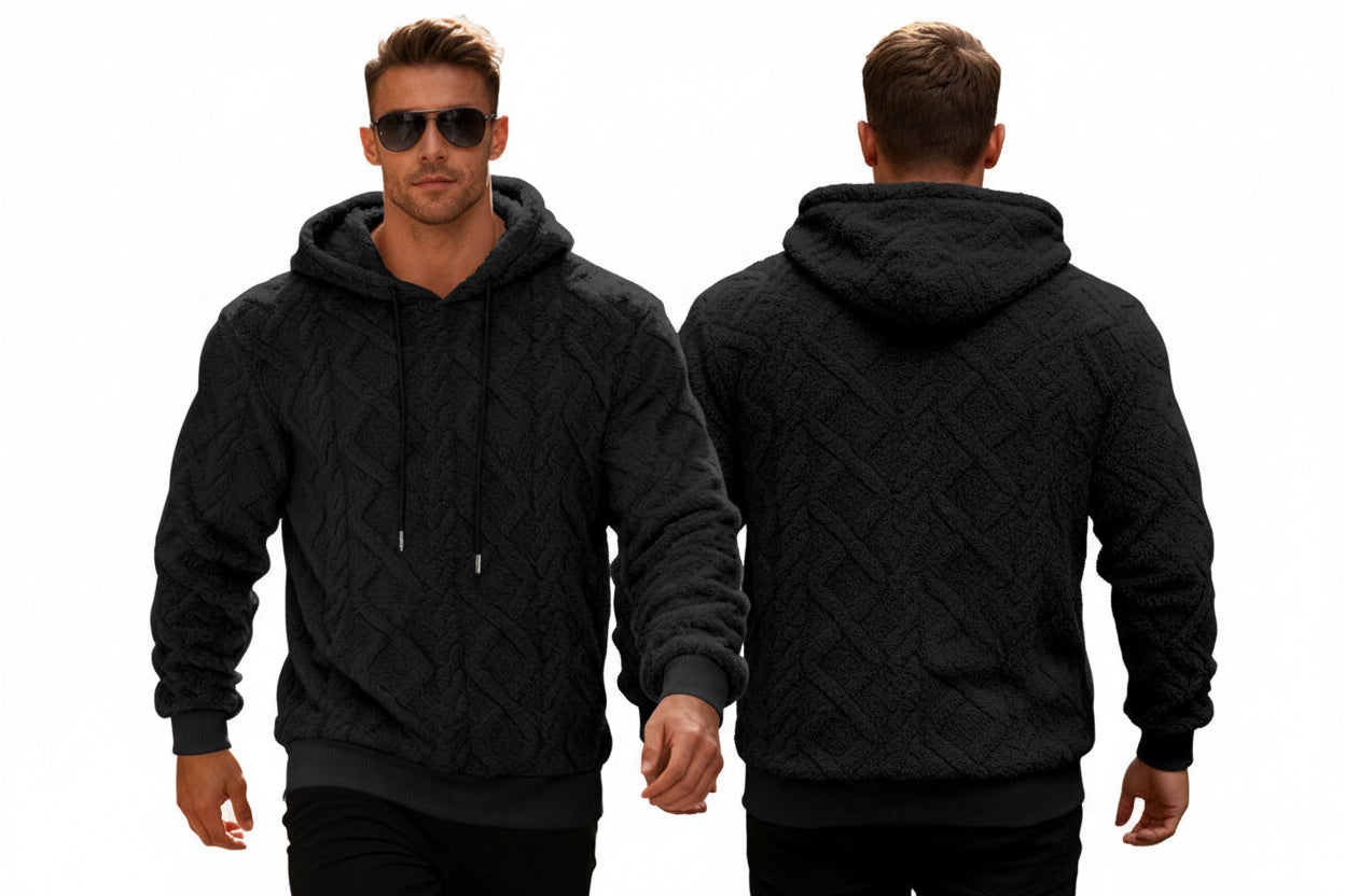 Plush Fleece Hoodie - Winter Warm Pullover Sweatshirt for Men