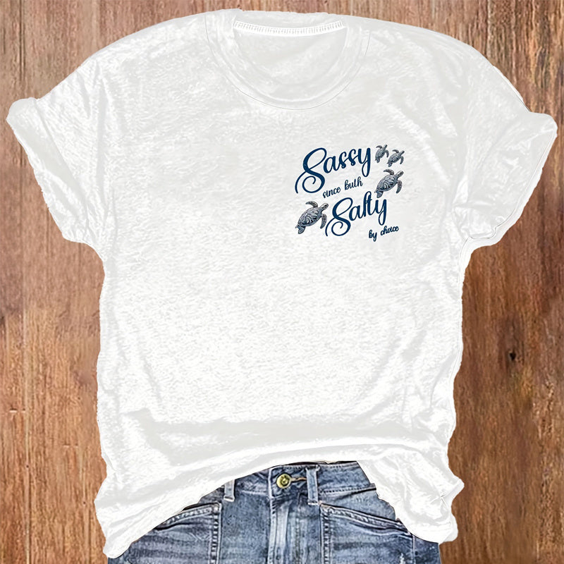 Women's Turtle & Slogan Graphic Tee | Playful Summer Round Neck | ST VON'S FLAIR
